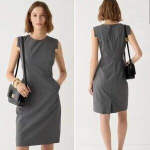 J. Crew Light Gray Resume Wool Short Sleeve Sheath Dress 10